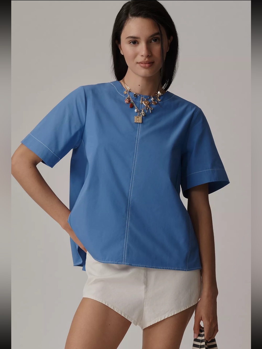 Anthropologie Relax Short-Sleeve Top in Blue